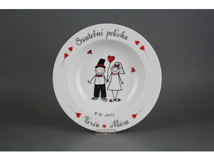 Dárkový talíř hluboký 22cm Nina Svatba - ruční malba č. 1