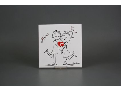 Dárková obkladačka pro svatebčany - ruční malba č. 1