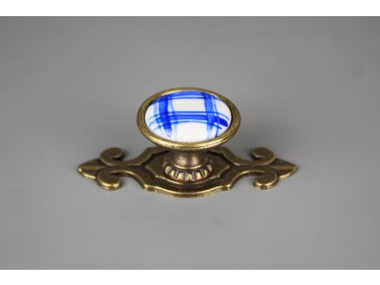 KNOMAR RUSTIKÁLNÍ ÚCHYTKA 35CM S ROZETOU KANAFAS AZUROVÝ