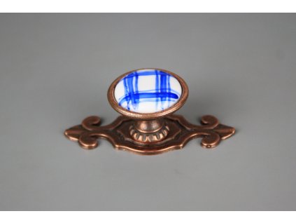 KNOMAR RUSTIKÁLNÍ ÚCHYTKA 35CM S ROZETOU KANAFAS AZUROVÝ CU