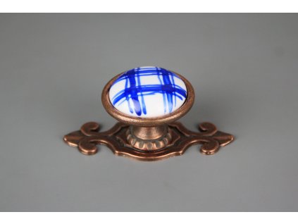 KNOVER RUSTIKÁLNÍ ÚCHYTKA 40CM S ROZETOU KANAFAS AZUROVÝ CU