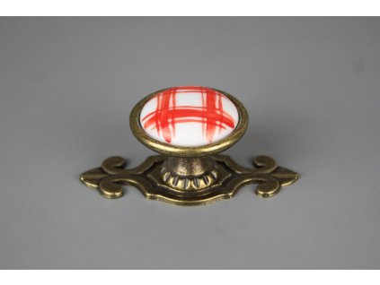 KNOVER RUSTIKÁLNÍ ÚCHYTKA 40CM S ROZETOU KANAFAS ČERVENÝ