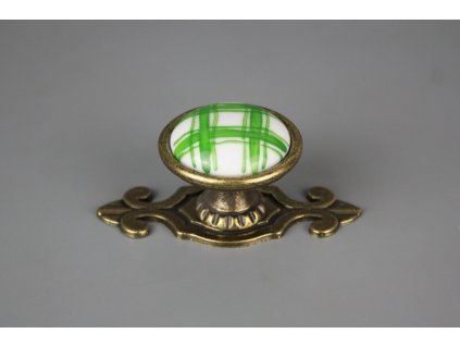 KNOVER RUSTIKÁLNÍ ÚCHYTKA 40CM S ROZETOU KANAFAS ZELENÝ