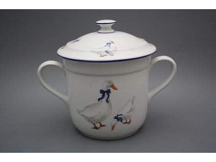 Hrnek český s 2 uchy a víkem bez výřezu Husy ML č. 1