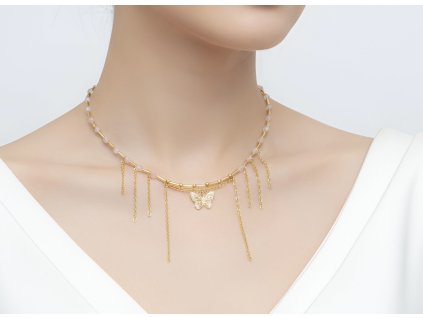 Náhrdelník MOTÝL S ŘETÍZKY