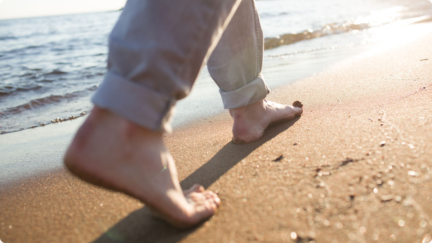 Walking barefoot on the natural surface is also an experience for the feet.