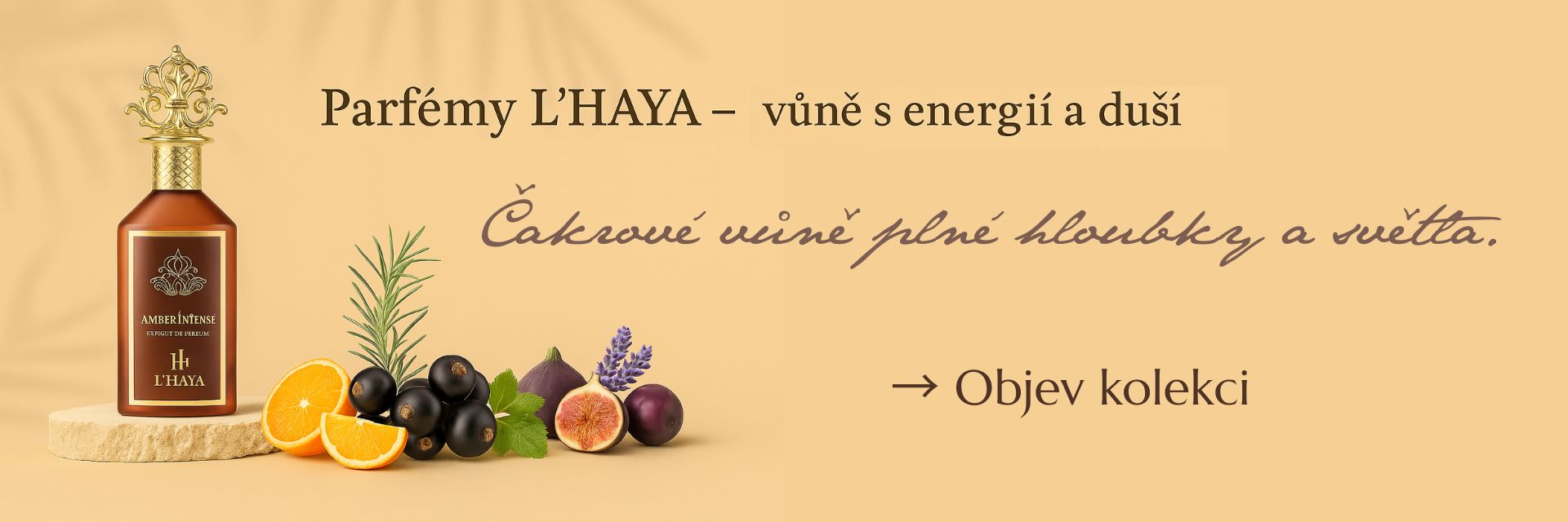 Parfém Lhaya flakon a ingredience - čakrové parfémy BohoMánie