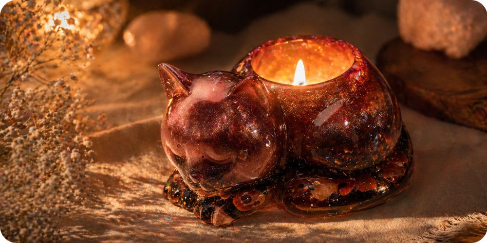 Orgonit svícen kočka s karneolem