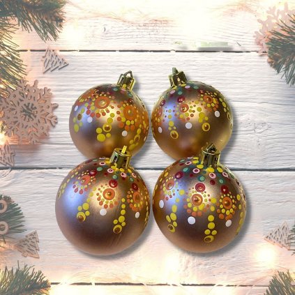 BohoManie boho banky s mandalami vanocni ozdoby sada c 6 žluto měděné