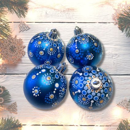 BohoManie boho banky s mandalami vanocni ozdoby sada c 13 bilo modre