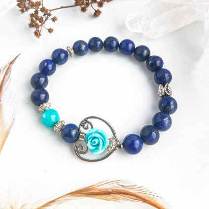 RŮŽE V SRDCI * náramek z minerálů * lapis lazuli, jadeit