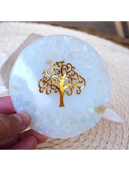 NABÍJECÍ PODTÁCEK PŘÍRODA * AKVAMARÍN * CITRÍN  * KŘIŠŤÁL * ORGONITOVÝ PODTÁCEK