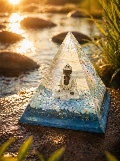 orgonit pyramida xxl buddha larimar akvamarin Bohomanie Aura Amulet