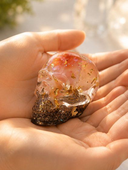 lebka orgonit amulet s achatem BohoManie 1