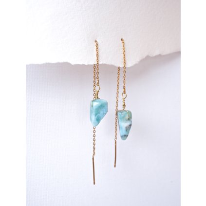 BohoManie retizkove nausnice larimar zlata