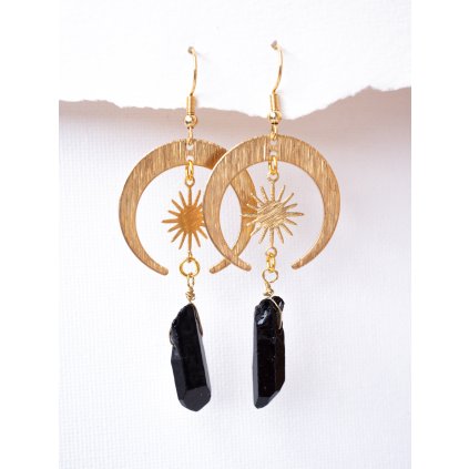 nausnice solar moon kristal cerny