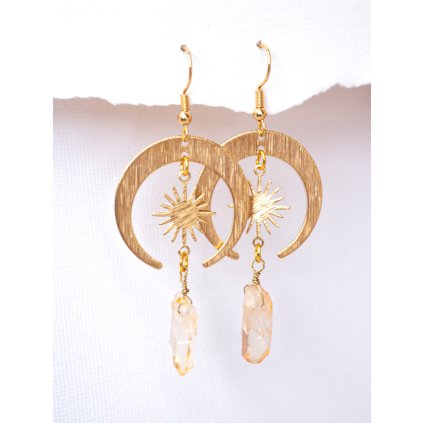 nausnice solar moon kristal zlatavy