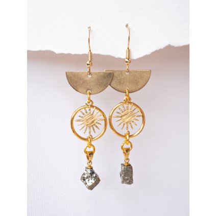 BohoManie nausnice slunecni zare pyrit1