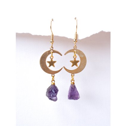 BohoManie nausnice mesicni amulet ametyst1