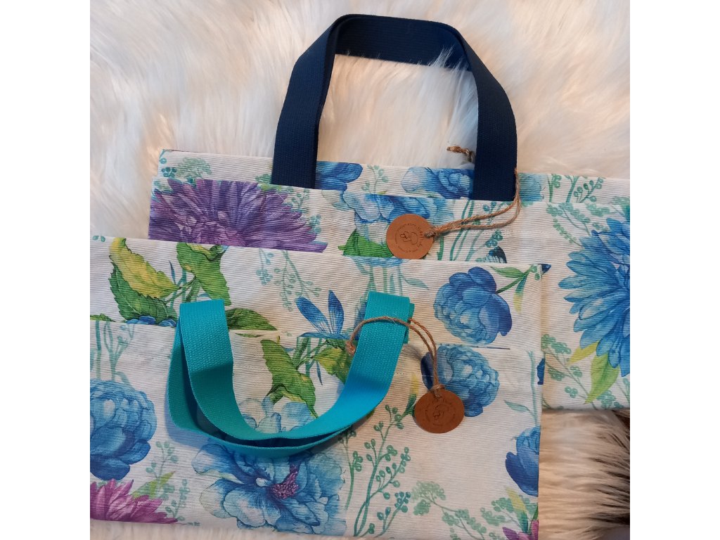 Tyrkysová látková taška s motýly ucho tyrkysové