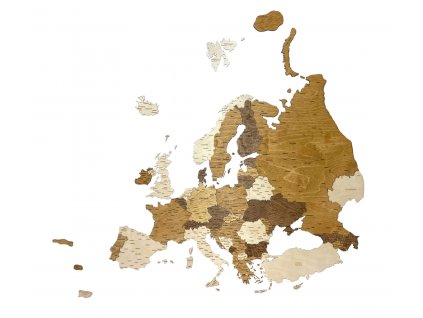 Nástenná drevená 3D mapa Európy