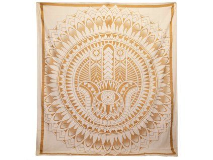 Dvojitý Bavlněný Přehoz – hamsa – bílý