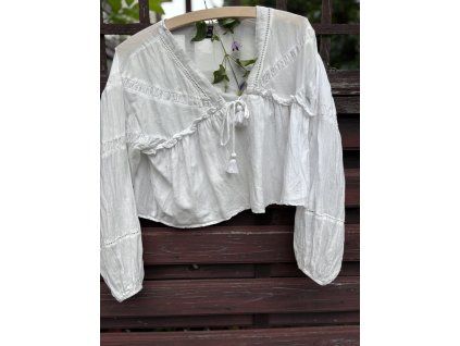 Boho top – halenka bílá