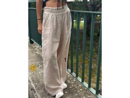 Boho volné lněné kalhoty