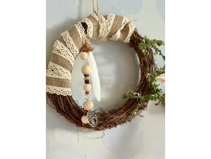 Boho veniec so stromom života a minerálmi – závesná dekorácia  Boho veniec strom života a minerálmi Jaspis a Karneol | Bohostyle
