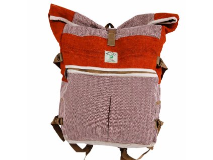 Boho styl oranžový ruksak konope