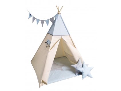 detsky teepee stan mint grey stars