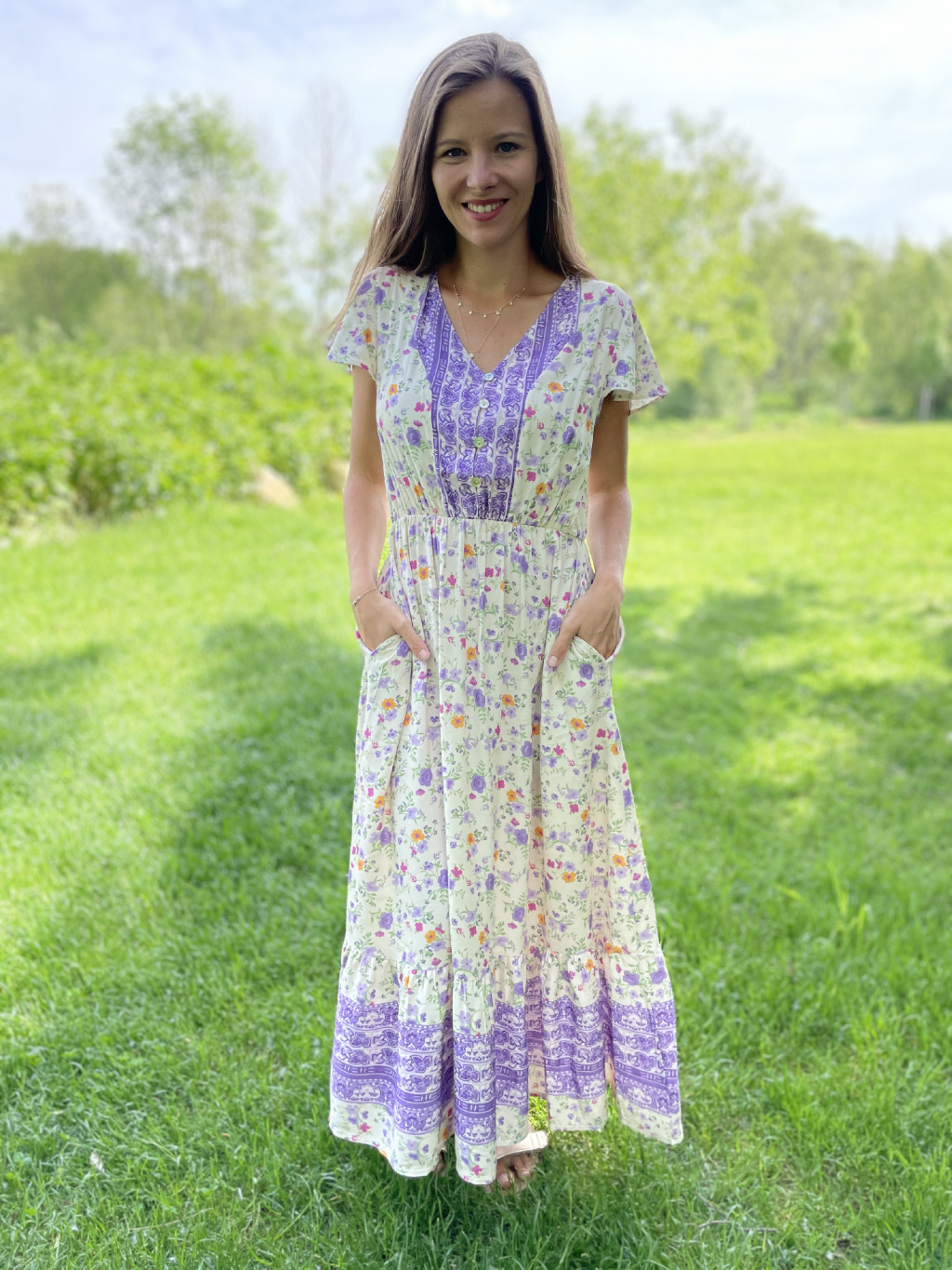 Šaty long - fialka lesní
