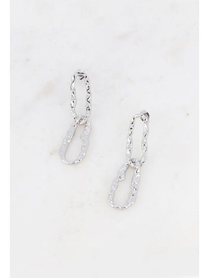 bohm boucles pendantes double anneau martele silver 1