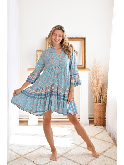 Šaty short - blue flowers