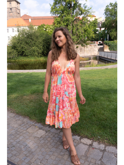 Krátké šaty z hedvábné směsi - SUNSHINE