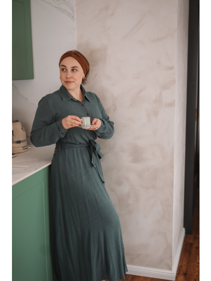 Košilové šaty dlouhé - forest green