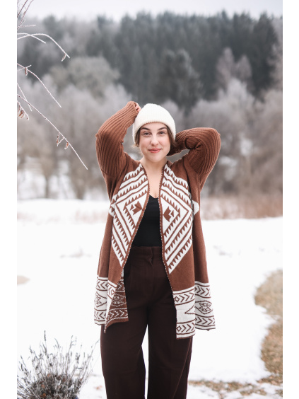 Vzorovaný kardigan - cacao