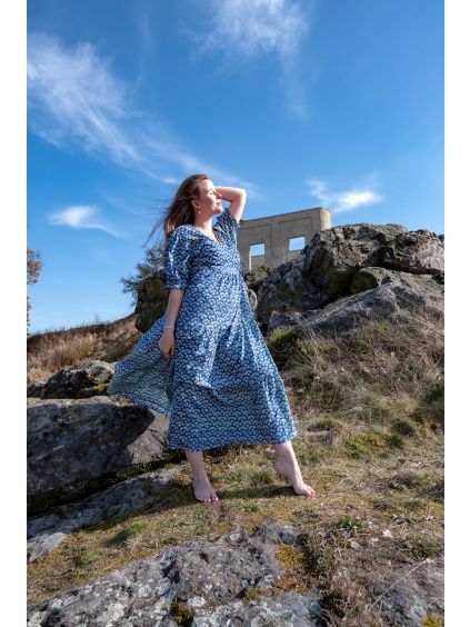 Zavinovací šaty Vesna - modré S/M