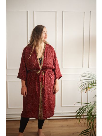 Hedvábné kimono Wine