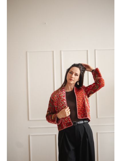 Patchwork bundička RED - vel. M (var. 6)
