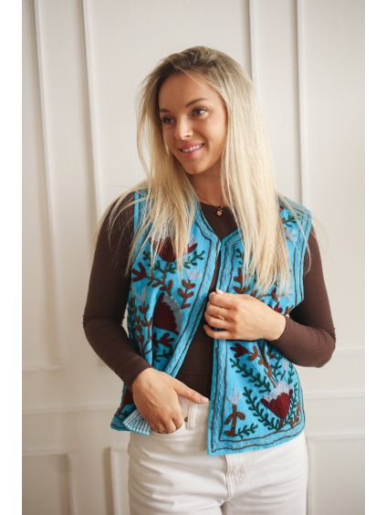 Semišová vesta regular - BLUE