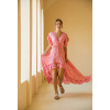 last queen robe longue cintree a la taille a imprime boheme avec col v9 pink 1