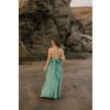 Mušelínové šaty se zavazováním za krkem - mint