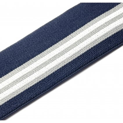 Pruženka 4 cm  tmavě modrá s bílo šedými proužky