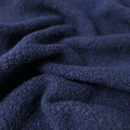 Vlněná kabátová látka buklé tmavě modrá