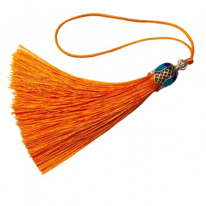 Střapec 9 cm s ozdobnou hlavičkou oranžový