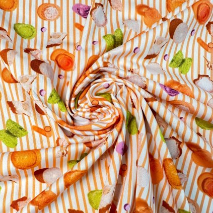 Plavkovina s proužkem a mořským vzorem 160 g/m2