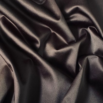 Matný bavlněný elastický taftový saten tmavě hnědý