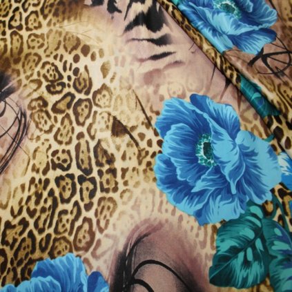 Polyester béžovomodrý