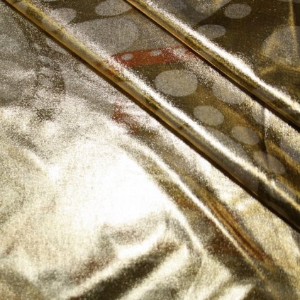 Lycra s lesklou úpravou zlatá se vzory